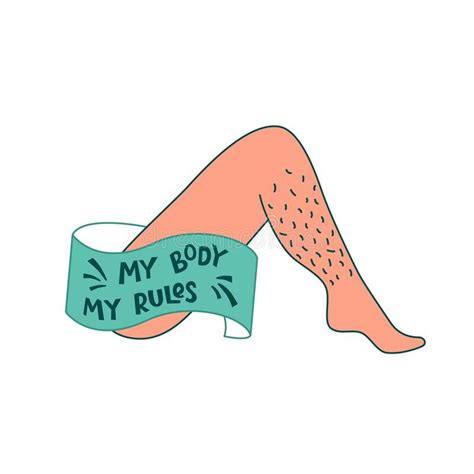 feminist and body positive vector sticker my body my rules handwritten phrase with ribbon on