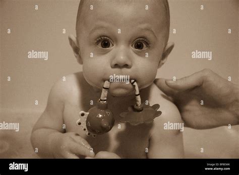 Six Month Old Baby Boy Having A Bath Stock Photo Alamy