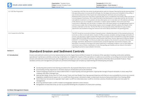 The swppp consists of several components including: Erosion and Sediment Control Plan sample + editable template