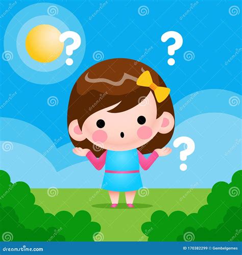 Vector Illustration Cute Little Girl Confused Stock Vector