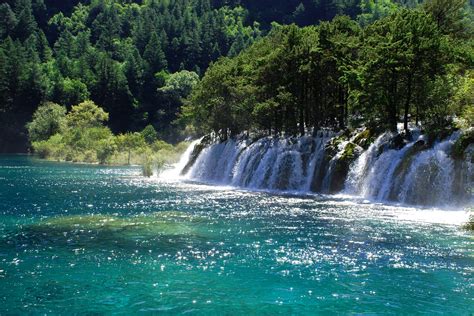 China Parks Waterfalls Rivers Jiuzhaigou National Park Nature