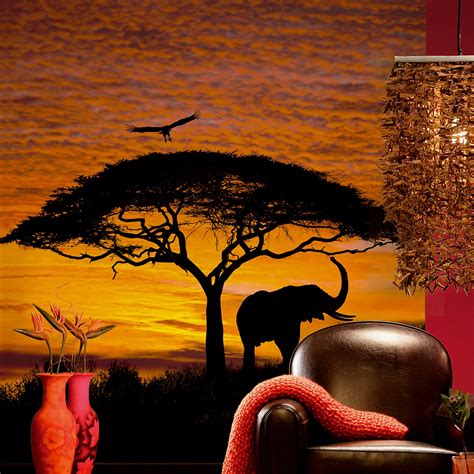 African Sunset Wall Mural Mid Size Wall Murals The Mural Store
