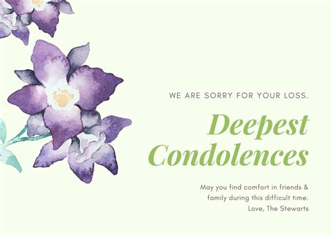 Free Printable Condolences Card Template
