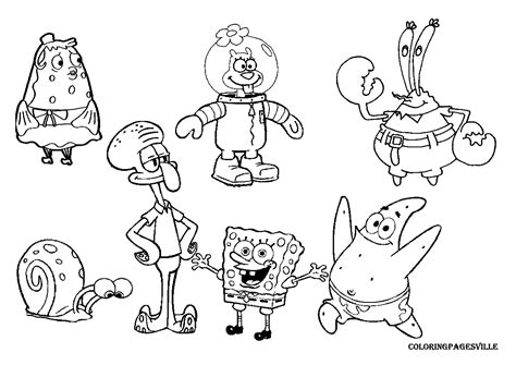 Share the best gifs now >>>. Spongebob characters coloring pages - timeless-miracle.com