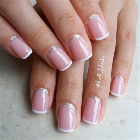 Simple Nail Designfrench Nails With Glitter Detail French Nails