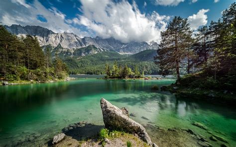 896623 Trees Island Bing Zugspitze Reflection Nature Landscape