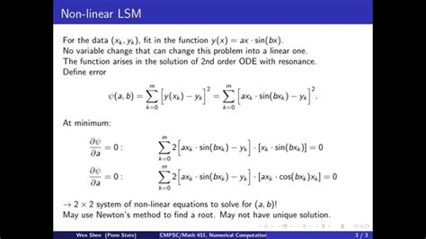 Ch8 4 Nonlinear Least Squares Method Wen Shen YouTube
