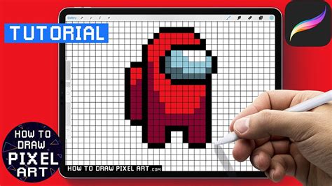 How To Draw Among Us Red Impostor Pixel Art Digital Drawing Tutorial