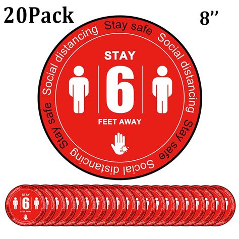 Buy 20 Pack Social Distancing Floor Decal Stickers 8 Round Safety