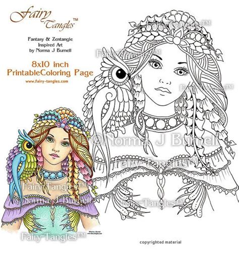 Fairy And Owl Printable Coloring Book Sheets By Norma J Burnell Fairies