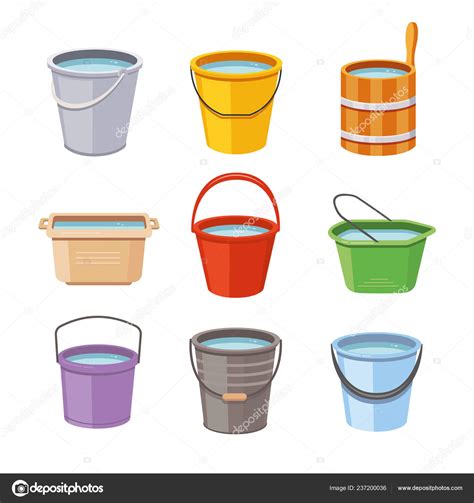 Water Buckets Set Metal Pail Empty And Full Plastic Garden Bucket