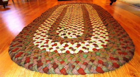 Braided Rug Wool Braided And Laced By Hand Greens Browns