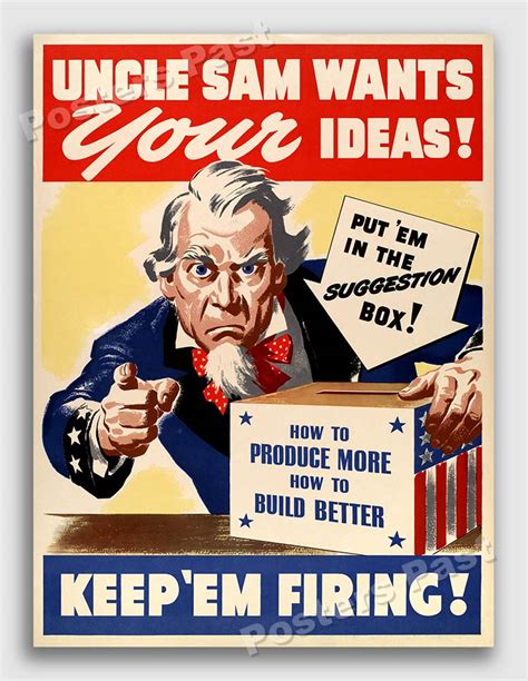 1943 Uncle Sam Wants Your Ideas Vintage Style Ww2 Poster 24x32 Ebay