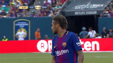 Neymar (barcelona) right footed shot from the centre of the box to the bottom left corner. Juventus vs Barcelona Partido Completo En Español ICC ...