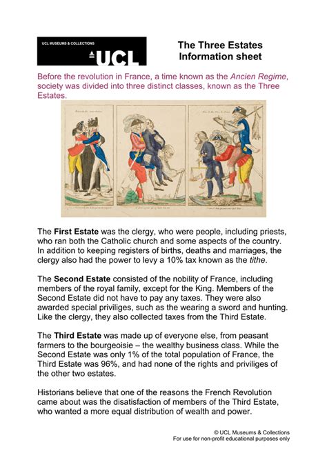 The Three Estates Information Sheet