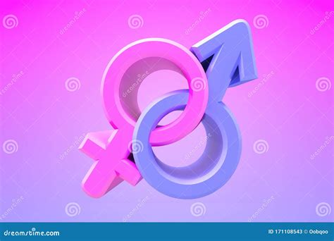 Sex Symbol In Colors Of Gender On Blue And Pink Background Idea And Leadership Concep 3d