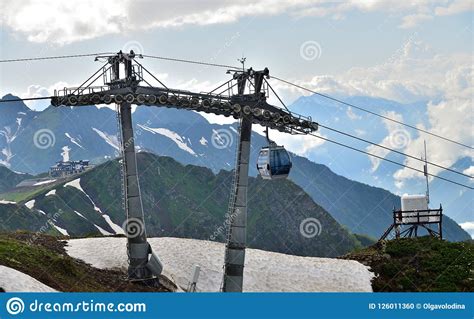 Rosa Khutor Russia June 1 2018 Cable Car In Ski