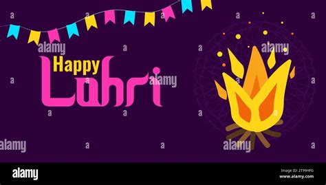 Lohri Festival Punjabi Fiery Harvest In India Bright Colored Flags