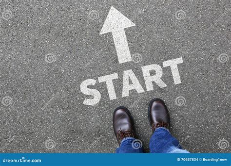 Start Starting Begin Beginning Businessman Business Man Concept Stock