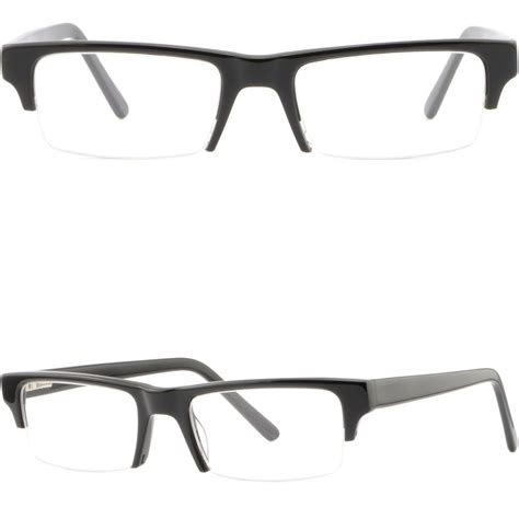 half rim plastic frames spring hinges mens womens prescription eye glasses black glasses