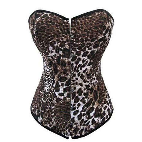 Sexy Leopard Print Top Corset Overbust Corselet Steampunk Corset Sexy Bustier Women Corset And