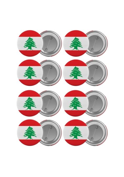 Lübnan Bayrağı Çanta Rozeti Seti 8 Adet En Büyük Boy 5 8Cm Iğneli