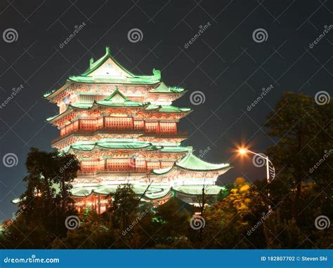 Night View Of Tengwang Pavilion Nanchang City Jiangxi Province Stock