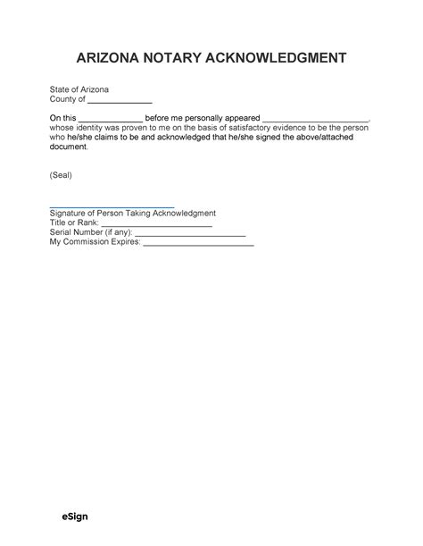 Free Arizona Notary Acknowledgment Form | Online Notary
