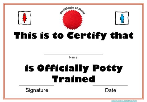 Free Printable Potty Training Award Certificates Instant Download