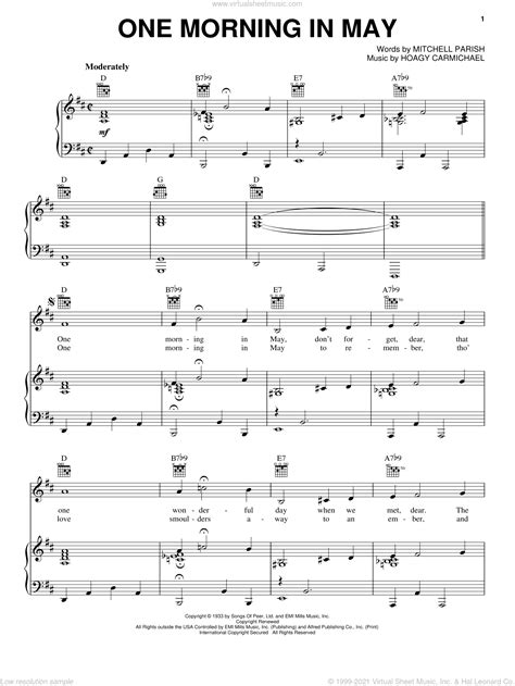 One Morning In May Sheet Music For Voice Piano Or Guitar Pdf