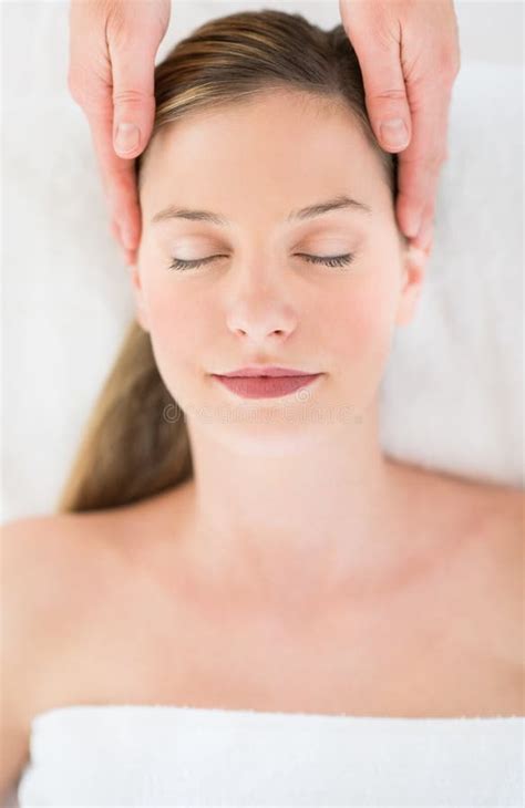 Beautiful Woman Receiving Head Massage At Health Spa Stock Image