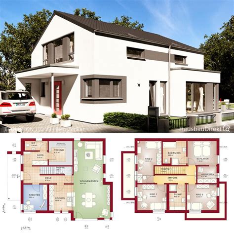 Hausbau kosten am beispiel von 150 qm. Modernes Haus Design mit Satteldach bauen, Einfamilienhaus ...