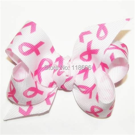 Hot Sale 100pcslot Girls Breast Cancer Awareness Hair Bow Free
