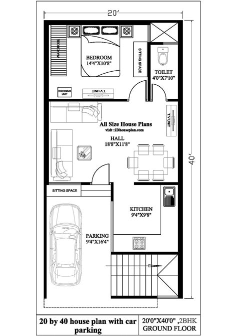 20 By 40 House Plan With Car Parking Best 800 Sqft House