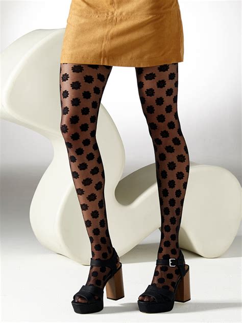 Gipsy All Over Daisy Tights Black Sheer Floral Pattern Pantyhose Ebay