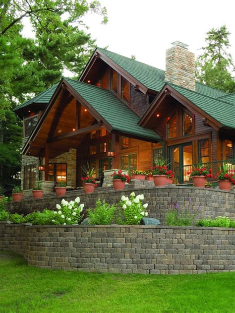 Dark green house with dark grey shutters and white trim as well as white shingle siding. Green Shingle Roof Home Design Ideas, Pictures, Remodel ...