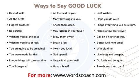 Another Ways To Say Good Luck In English Word Coach