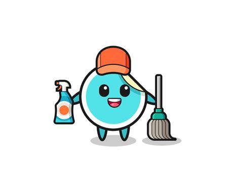 Cute Sticker Character As Cleaning Services Mascot 3803920 Vector Art