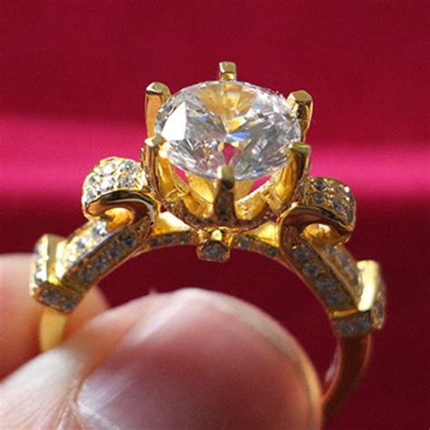 K Yellow Gold Plate Marriage Ring Custom Jewelry Carat Sona Diamond