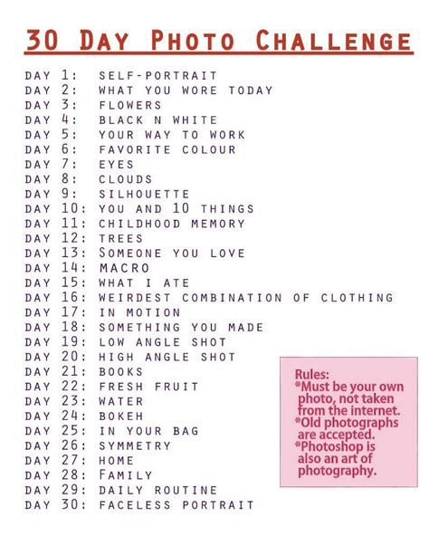 30 Day Photography Challenge 30 Day Photo Challenge List By Marshall