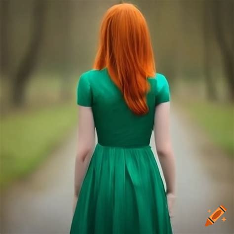 Red Haired Girl In A Green Dress