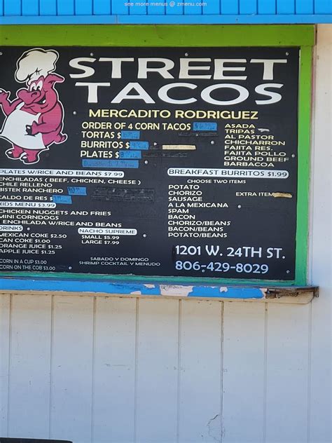 Online Menu Of El Mercadito Street Tacos Restaurant Plainview Texas