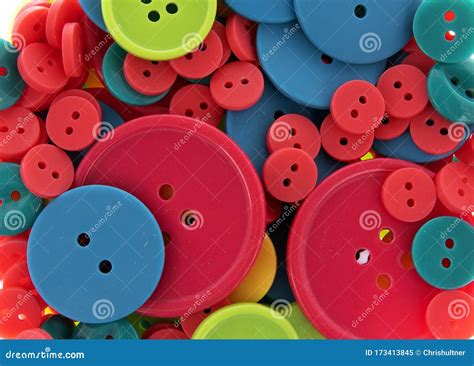 Multi Colored Sewing Buttons Isolated On White Stock Image Image Of