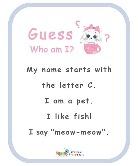 Guessing For Kids Who Am I I Am A Cat