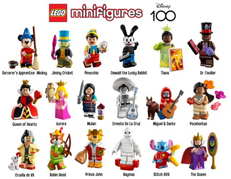 Complete Set Of 18 Lego 2023 Disney 100th Anniversary Minifigures