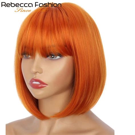 Rebecca Short Straight Bob Wig Short Orange Wigs Human Hair Orange