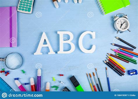 Items For The School And Letters Abc Stock Image Image Of Desk Blank