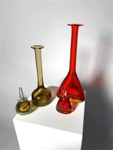 Pair Of Flavio Poli Murano Glass Bottles Seguso Vetri D Arte Italy 1960s For Sale At 1stdibs