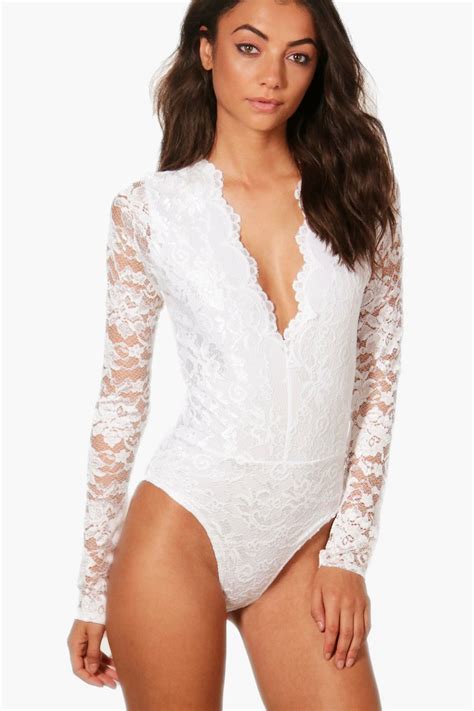 Tall Lace Long Sleeved Body White Lace Bodysuit Lace Bodysuit Long