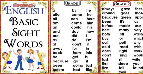 English Basic Sight Words Grade 1 8 Free Download